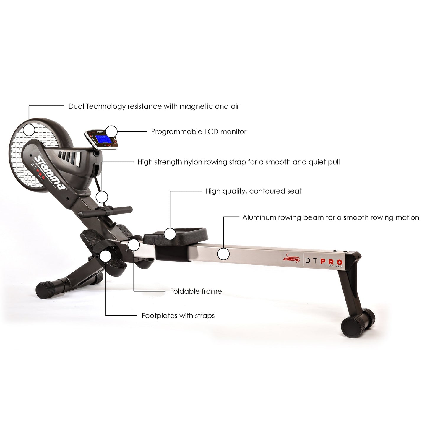 Stamina Products DT Pro Power Air and Magnetic Resistance Rowing Fitness Machine - 317237