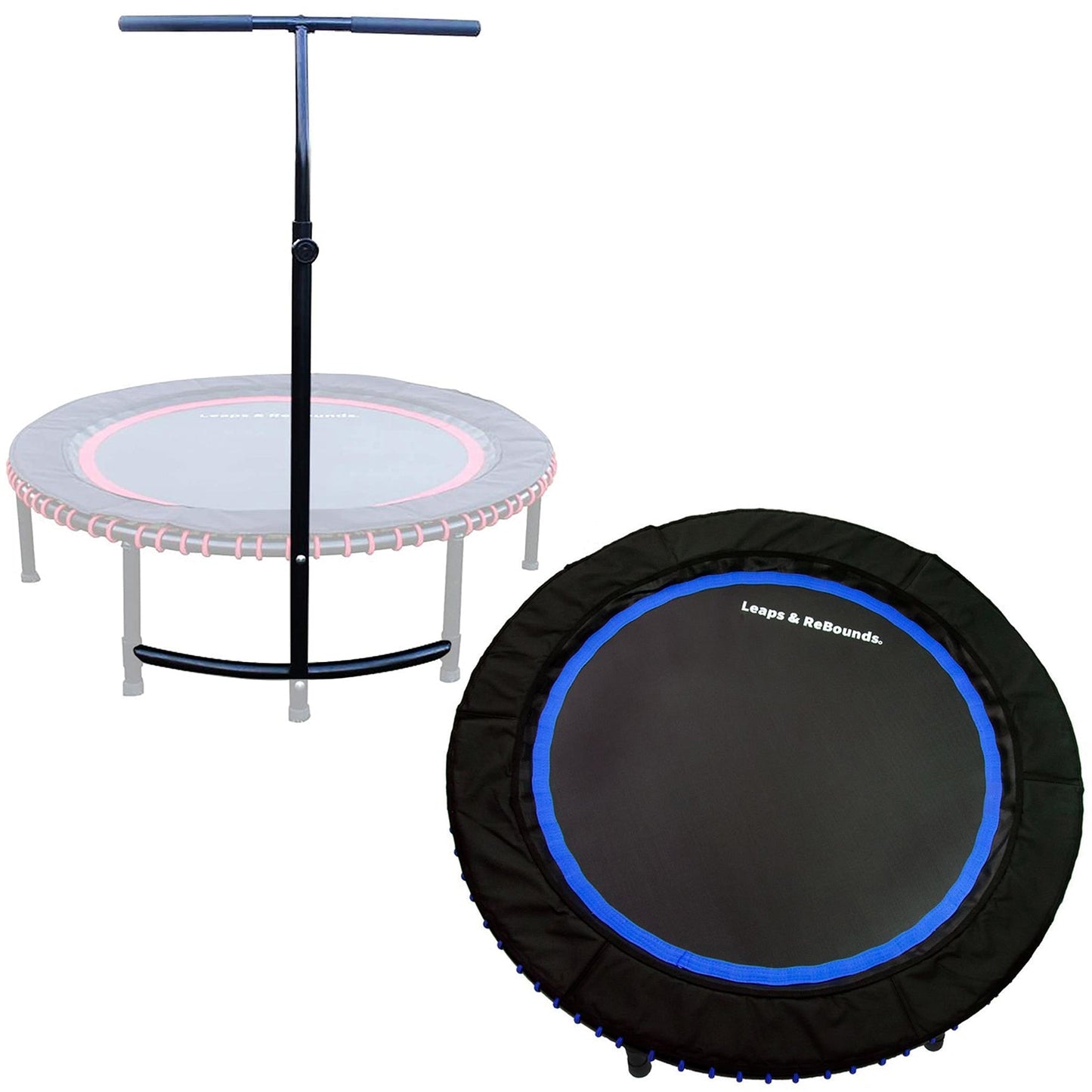 LEAPS & REBOUNDS 48" Adjustable Stability Bar with 48" Fitness Trampoline, Blue - 318052