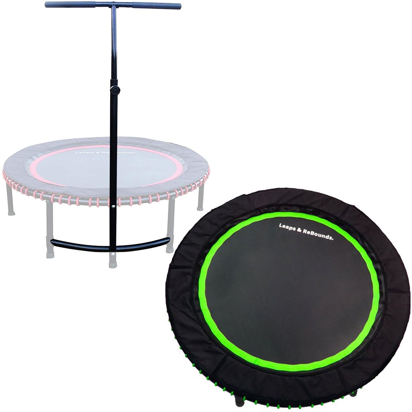 LEAPS & REBOUNDS 48" Adjustable Stability Bar with 48" Fitness Trampoline, Green - 318053