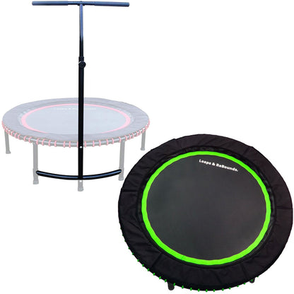 LEAPS & REBOUNDS 48" Adjustable Stability Bar with 48" Fitness Trampoline, Green - 318053