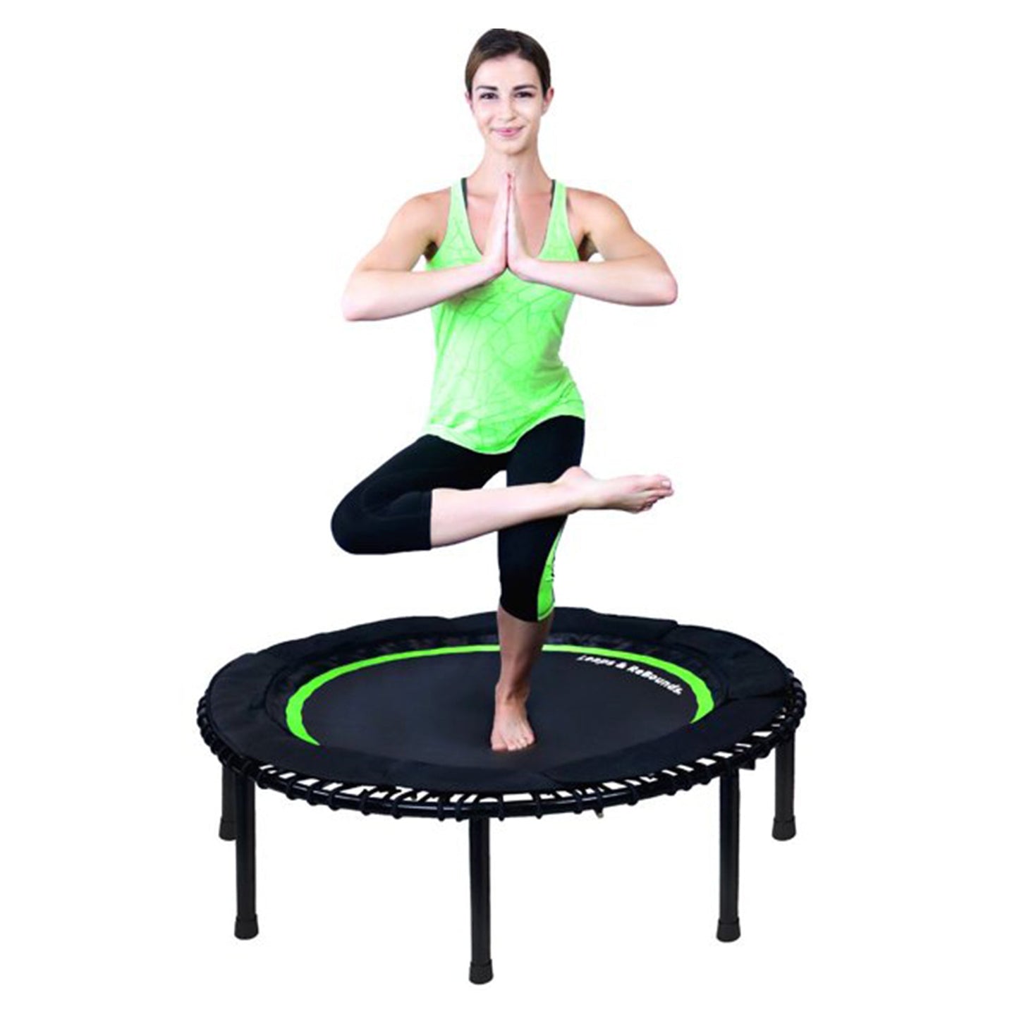 LEAPS & REBOUNDS 48" Adjustable Stability Bar with 48" Fitness Trampoline, Green - 318053