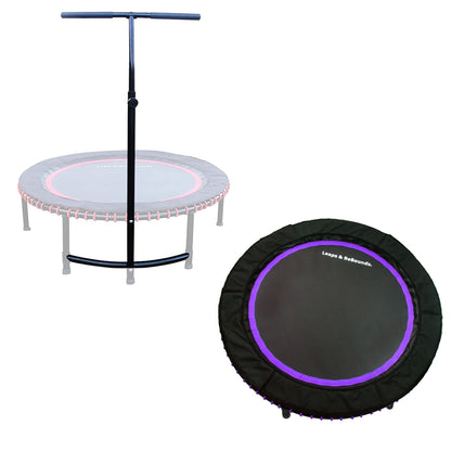 LEAPS & REBOUNDS 48" Adjustable Stability Bar w/ 48" Fitness Trampoline, Purple - 318054