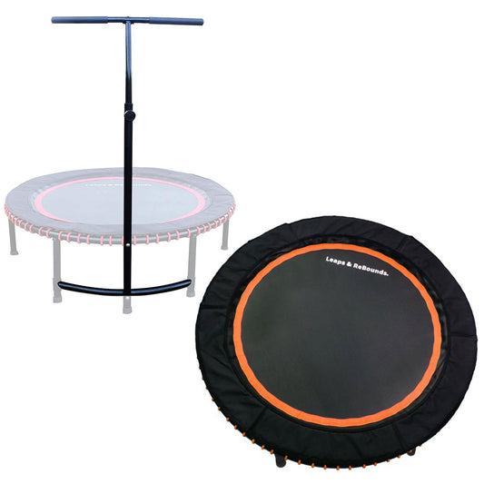 LEAPS & REBOUNDS 48" Adjustable Stability Bar w/ 48" Fitness Trampoline, Orange - 318058