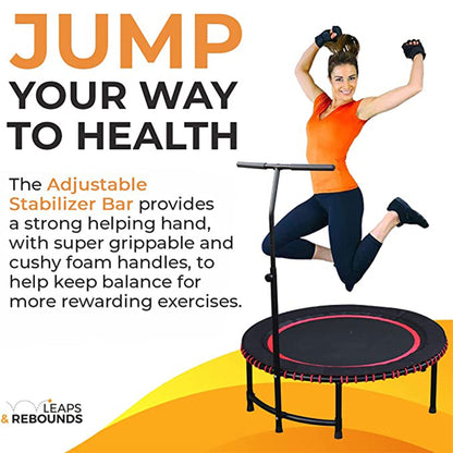 LEAPS & REBOUNDS 48" Adjustable Stability Bar w/ 48" Fitness Trampoline, Orange - 318058
