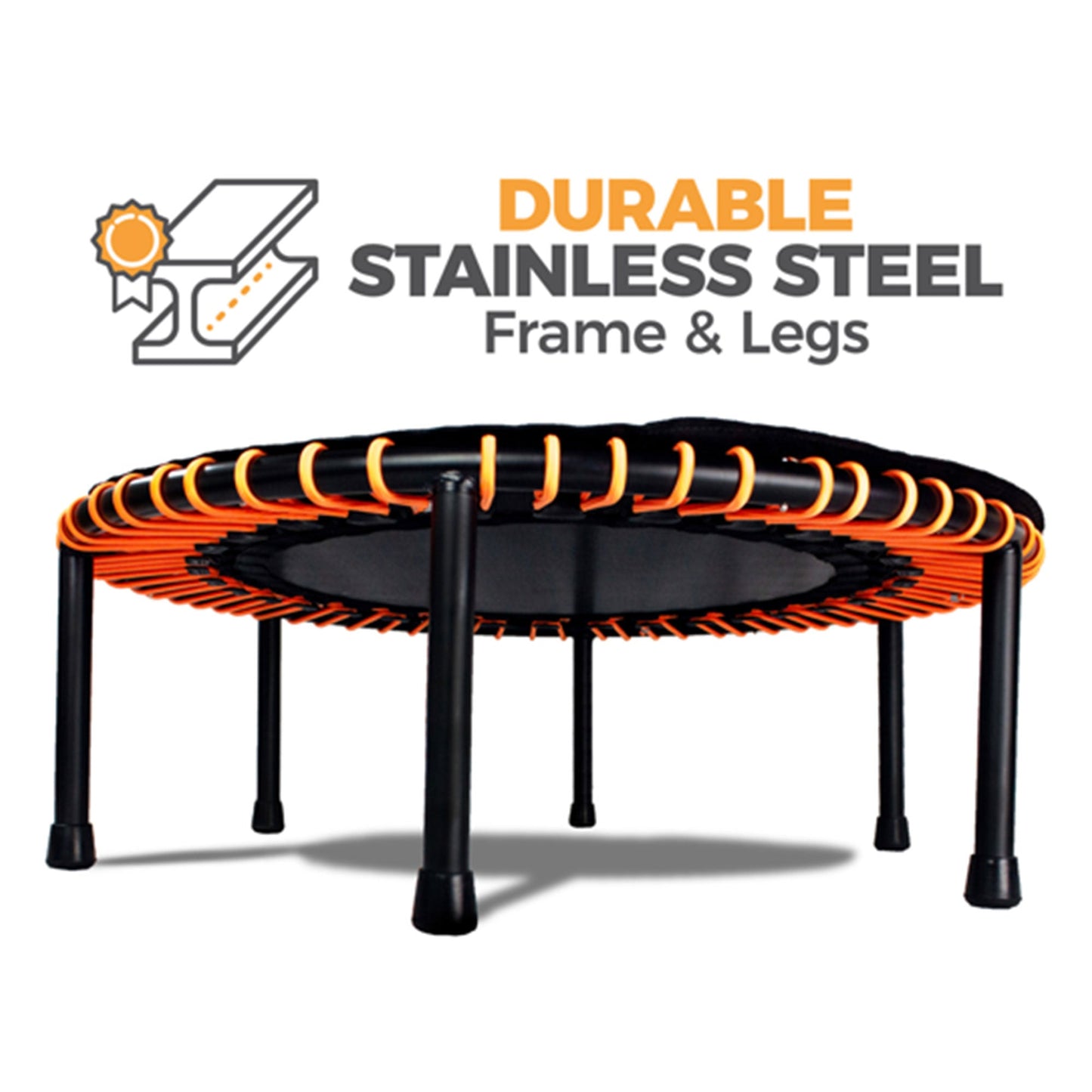 LEAPS & REBOUNDS 48" Adjustable Stability Bar w/ 48" Fitness Trampoline, Orange - 318058