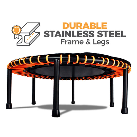 LEAPS & REBOUNDS 48" Adjustable Stability Bar w/ 48" Fitness Trampoline, Orange - 318058