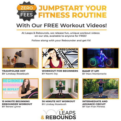 LEAPS & REBOUNDS 48" Adjustable Stability Bar w/ 48" Fitness Trampoline, Orange - 318058