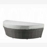 HomeRoots Outdoors Beige Fabric And Gray Wicker Patio Canopy Daybed and Ottoman Set - 318799