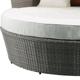 HomeRoots Outdoors Beige Fabric And Gray Wicker Patio Canopy Daybed and Ottoman Set - 318799