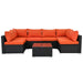 ESSENTIAL LOUNGER Outdoor Sofa Set w/Cushion & Glass Table Set of 7, Orange - 320030