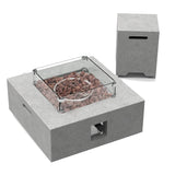 ESSENTIAL LOUNGER 35" Square Concrete Outdoor 50,000 BTU Firepit Table Set, Gray - 320031