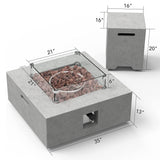 ESSENTIAL LOUNGER 35" Square Concrete Outdoor 50,000 BTU Firepit Table Set, Gray - 320031