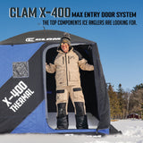 CLAM X-400 Portable 8 Ft 4 Person Pop Up Ice Fishing Thermal Hub Shelter Tent - 320778