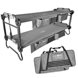 Disc-O-Bed Large Outfitter Bunk Benchable Double Cot w/ Storage Organizers, Gray - 321596
