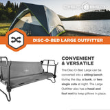 Disc-O-Bed Large Outfitter Bunk Benchable Double Cot w/ Storage Organizers, Gray - 321596