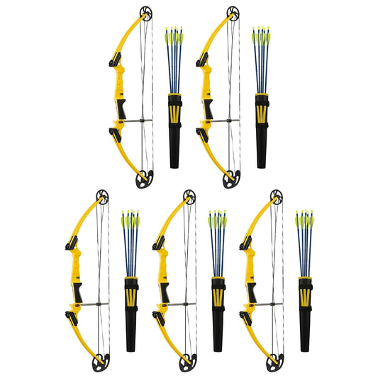 Genesis Archery Original Left Handed Compound Bow Archery Kit, Yellow (5 Pack) - 323641