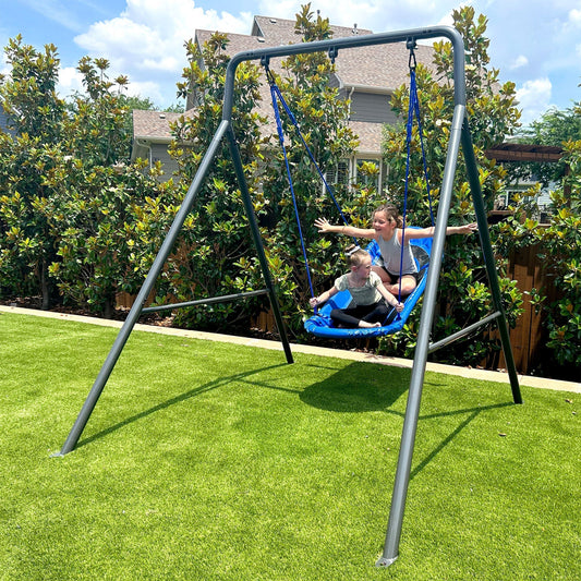 Gobaplay Outdoor Single Swing Set with Support Bars for Tree Swing, Frame Only - 324423