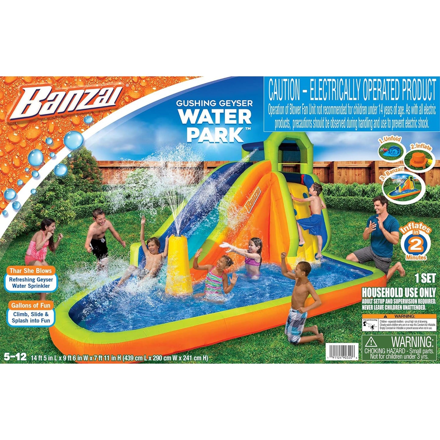 Banzai Gushing Geyser Water-Spraying Inflatable Pool Water Park Set, Multicolor - 327014