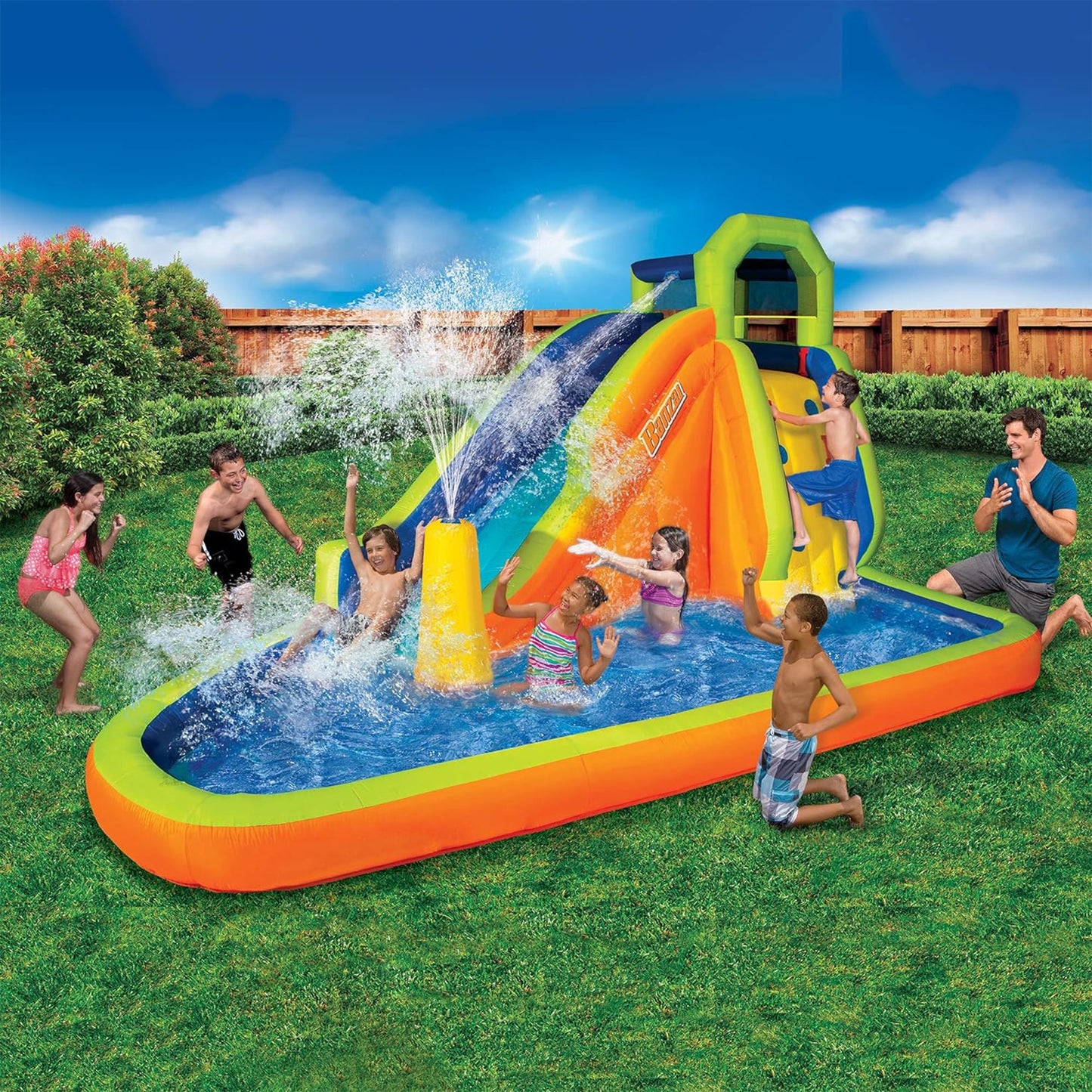 Banzai Gushing Geyser Water-Spraying Inflatable Pool Water Park Set, Multicolor - 327014