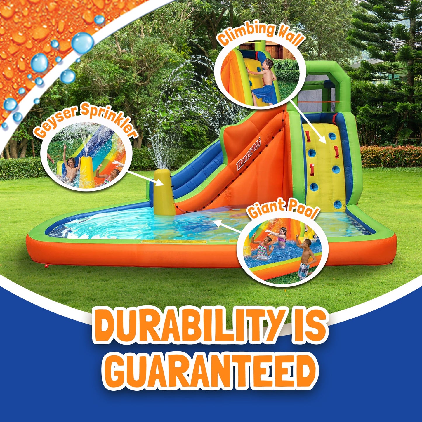 Banzai Gushing Geyser Water-Spraying Inflatable Pool Water Park Set, Multicolor - 327014