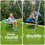 Gobaplay Single Swing Set Playground Equipment with Double Platform Saucer, Blue - 327671