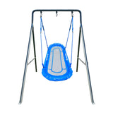 Gobaplay Single Swing Set Playground Equipment with Double Platform Saucer, Blue - 327671