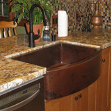 Premier Copper 33 in. Hammered Copper Rounded Apron Front Single Basin Kitchen Sink - KASRDB33249