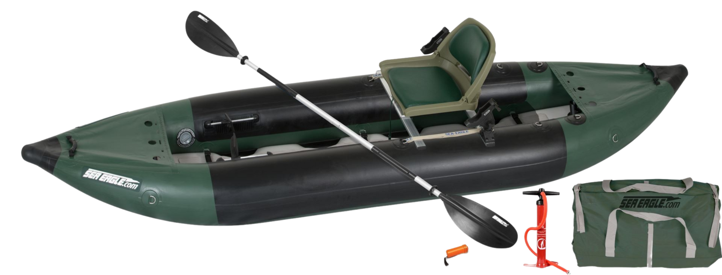 Sea Eagle 350FX Explorer Inflatable Kayak Swivel Seat Fishing Rig Package Green Black New - 350FXK_FR