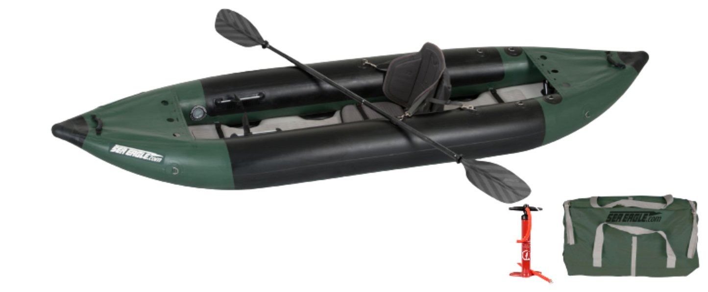 Sea Eagle 350FX Fishing Explorer Inflatable Kayak Pro Solo Package Green Black New - 350FXK_PSB