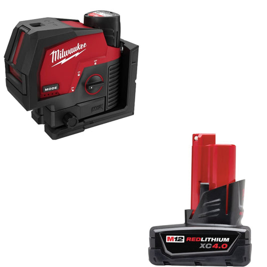 Milwaukee 3622-21 M12 Green Laser Kit w/ FREE 48-11-2440 M12 XC4.0 Battery Pack - 726775