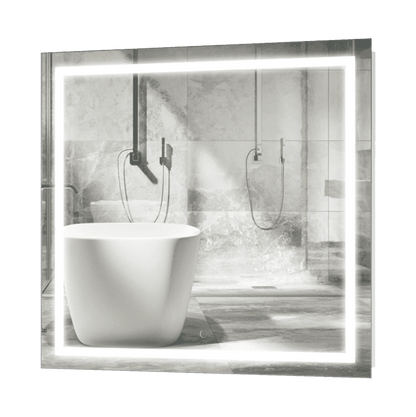 Krugg Icon 36" X 36" LED Bathroom Mirror w/ Dimmer & Defogger | Large Square Lighted Vanity Mirror ICON3636