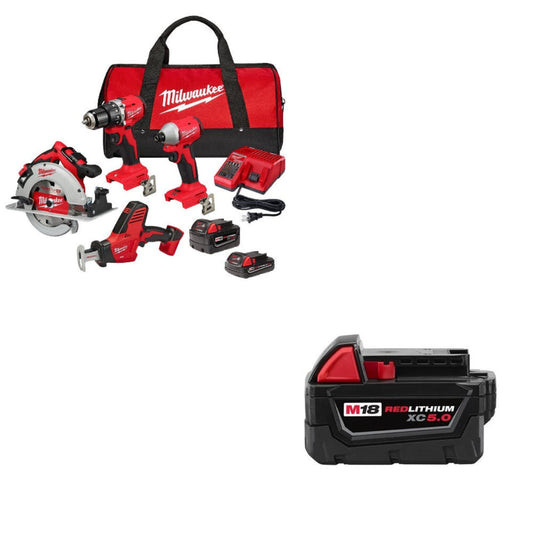 Milwaukee 3693-24CX Combo Kit W/ FREE 48-11-1850 Battery Pack - 830491