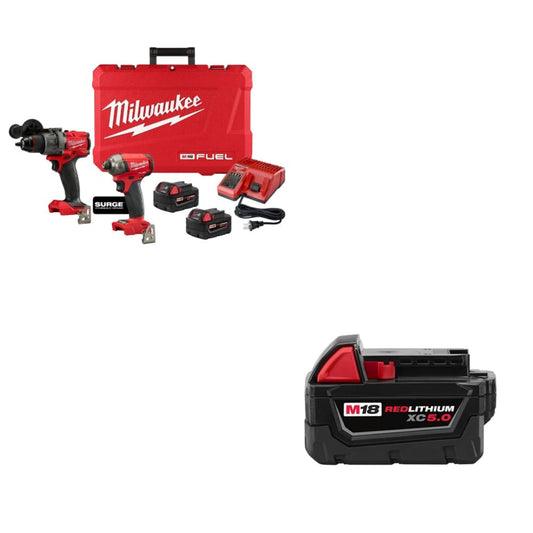 Milwaukee 3699-22 M18 FUEL 2-Tool Combo Kit W/ FREE 48-11-1850 M18 Battery Pack - 736861