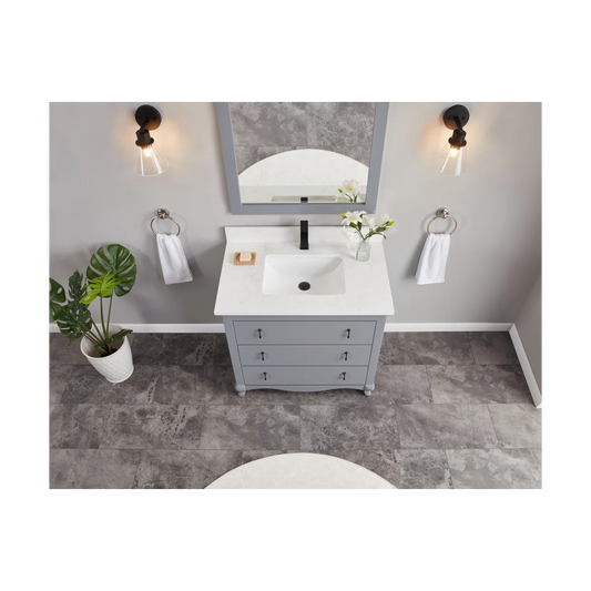 36" Cadet Finish Solid Wood Sink Vanity With 1' Artificial Stone Top