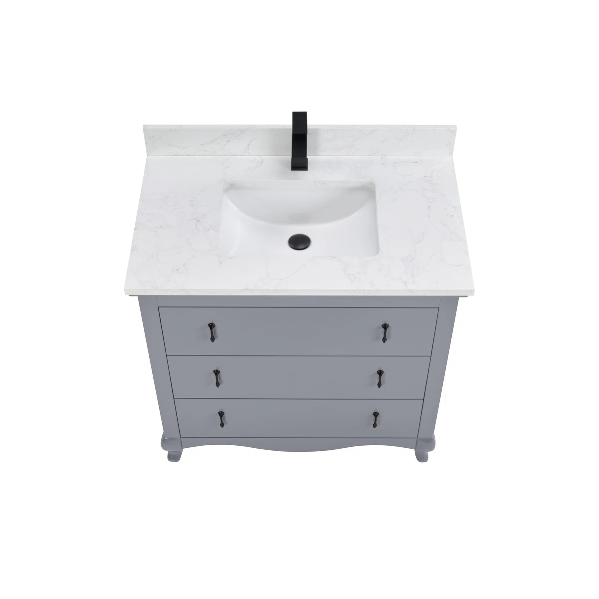 36" Cadet Finish Solid Wood Sink Vanity With 1' Artificial Stone Top