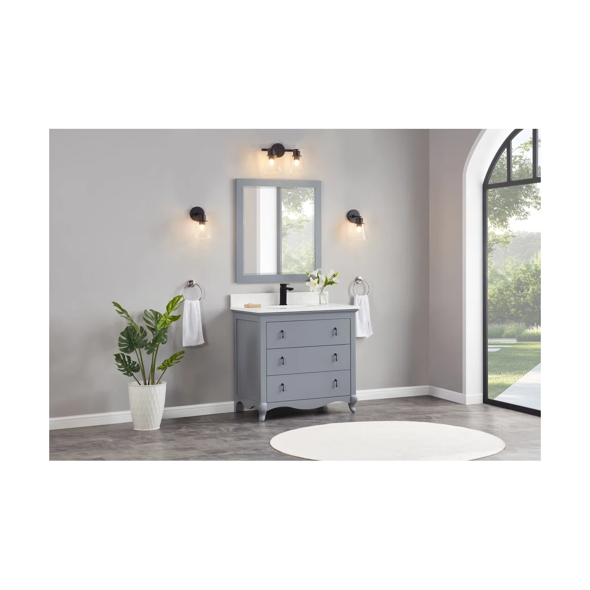 36" Cadet Finish Solid Wood Sink Vanity With 1' Artificial Stone Top