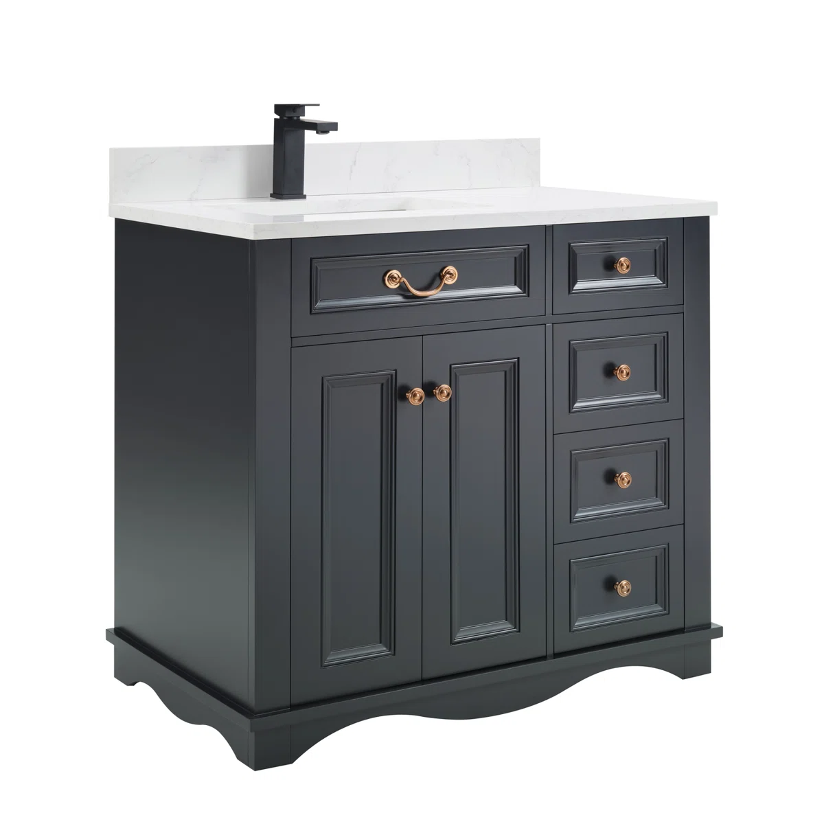 36" Solid Wood Sink Vanity With 1' Artificial Stone Top