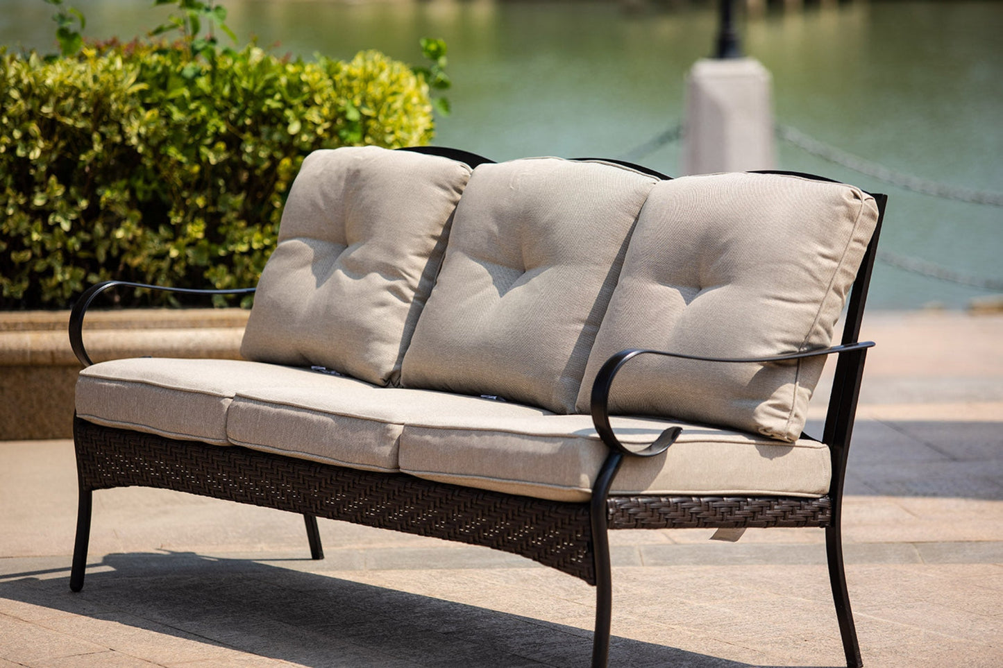 Modway Furniture 69" Beige Polyester Blend Settee with Elegant Black Legs - Stylish, Comfy, and Versatile Seating! - 374050-HOMEROOTS