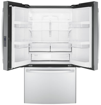 GE APPLIANCES GWE23GYNFS GE® ENERGY STAR® 23.1 Cu. Ft. Counter-Depth Fingerprint Resistant French-Door Refrigerator - GWE23GYNFS-KT