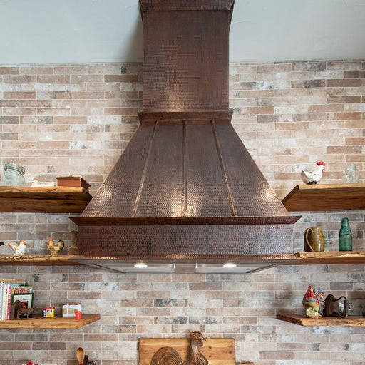 Premier Copper 38 in. Hammered Copper Wall Mounted Euro Range Hood