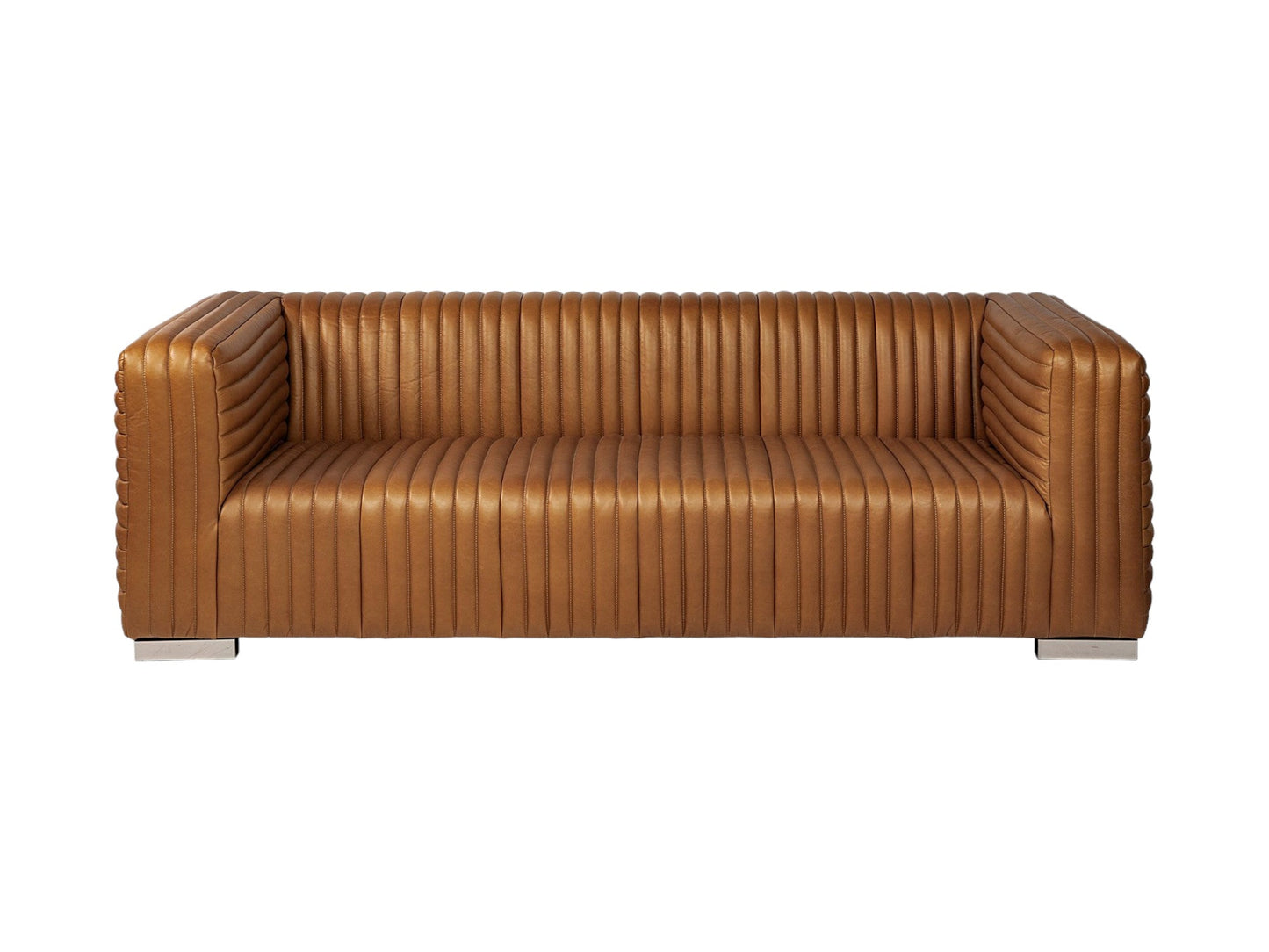 Modway Furniture 39" Gold Leather Sofa - Luxurious Comfort with Silver Metallic Legs for Modern Elegance & Style - 380388-HOMEROOTS