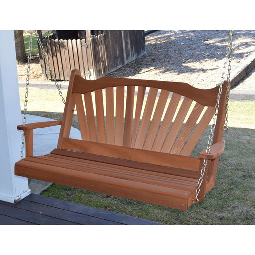 A&L Furniture - Fanback Wooden Porch Swing - Red Cedar - 4ft, 5ft, 6ft