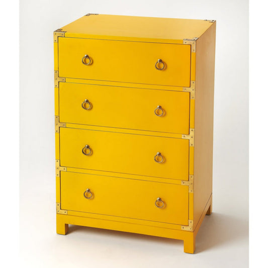 Butler Specialty Company Forster Yellow Campaign 4 Drawer Dresser, Yellow  - 3845289