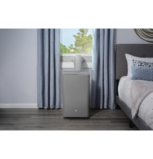 GE APPLIANCES APSD08JASG GE(R) 8,500 BTU Heat/Cool Portable Air Conditioner with Dehumidifier and Remote, Grey - APSD08JASG-KT