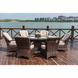 HomeRoots Outdoors - Ozark Brown 8-Piece Wicker Oval Outdoor Dining Set With Beige Cushion - 389973