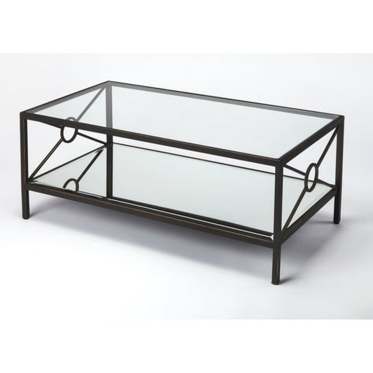 Butler Specialty Company Metropolis Metal & Mirrored Coffee Table, Black  - 3943025
