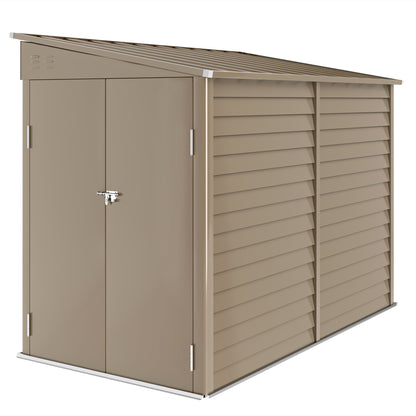 Outsunny 4.6' x 9' Steel Outdoor Storage Shed, with Foundation Kit, Lockable Doors and Gloves, Brown - 845-841V01BN