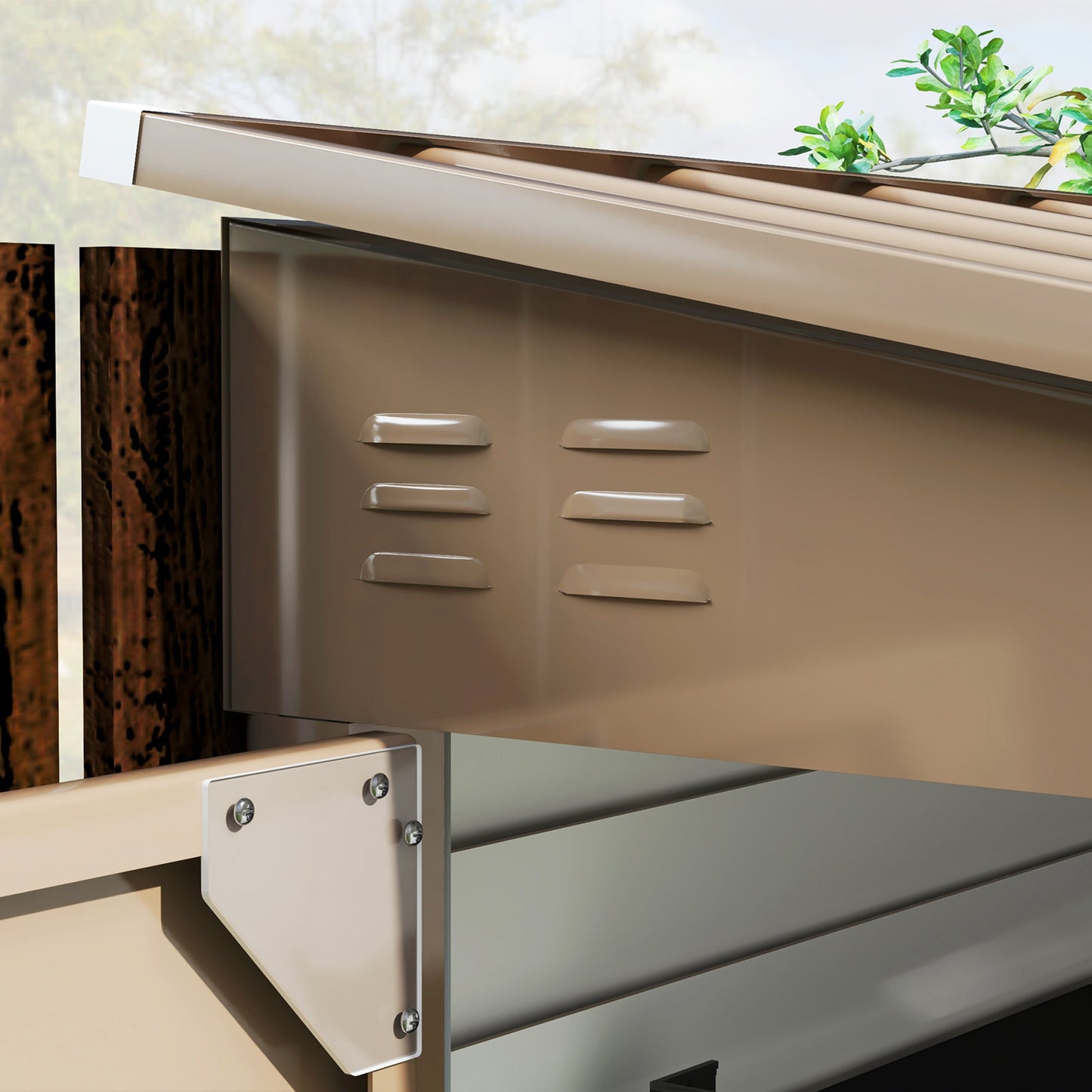 Outsunny 4.6' x 9' Steel Outdoor Storage Shed, with Foundation Kit, Lockable Doors and Gloves, Brown - 845-841V01BN