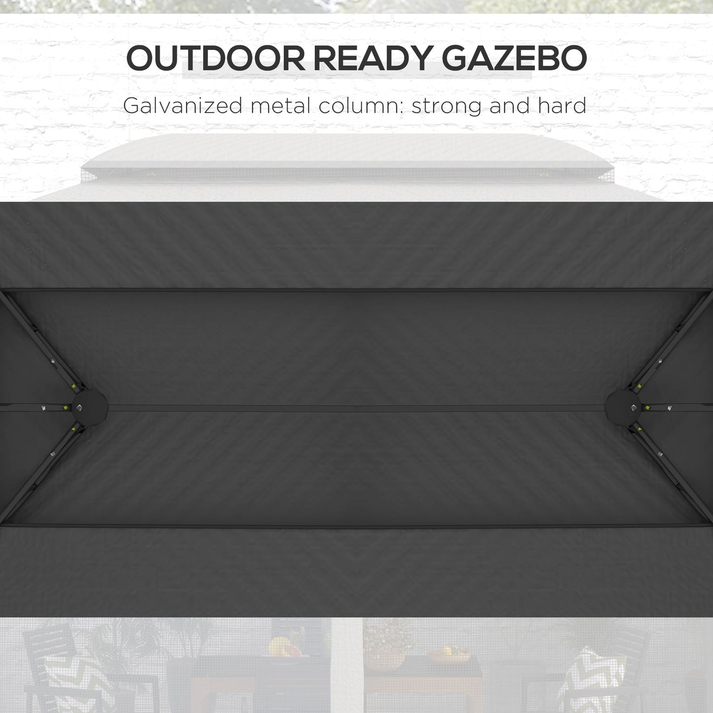 Outsunny 10' x 13' Patio Gazebo with Netting, Curtains & Vented Roof, Dark Gray - 84C-365V02CG