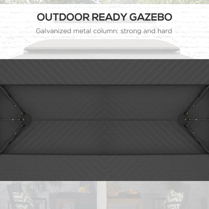 Outsunny 10' x 13' Patio Gazebo with Netting, Curtains & Vented Roof, Dark Gray - 84C-365V02CG